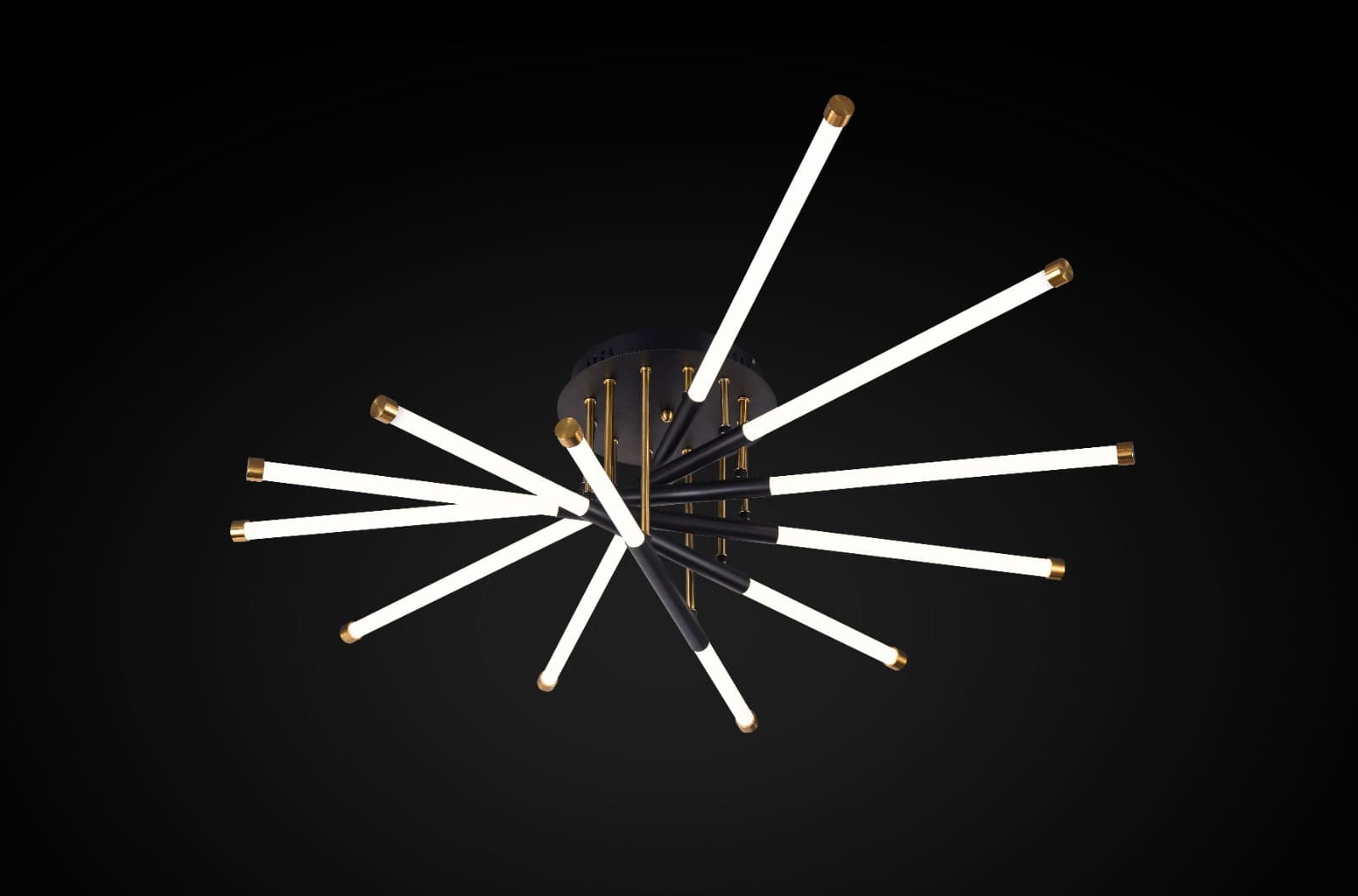 Black and Gold Starburst LED Ceiling Light. - View 1