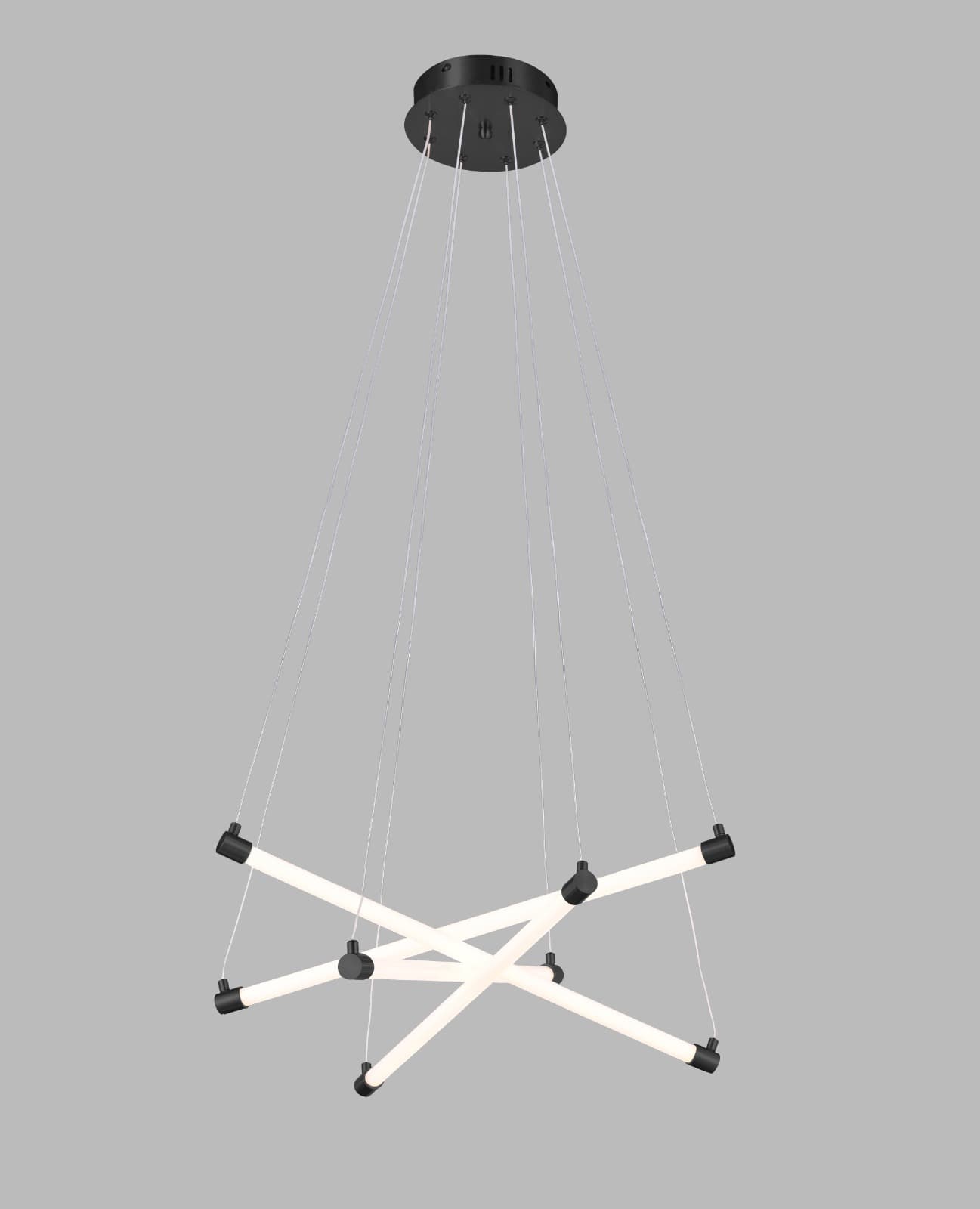 Statement Nordic Cross LED Chandelier – Modern Linear Ceiling Fixture. - View 1