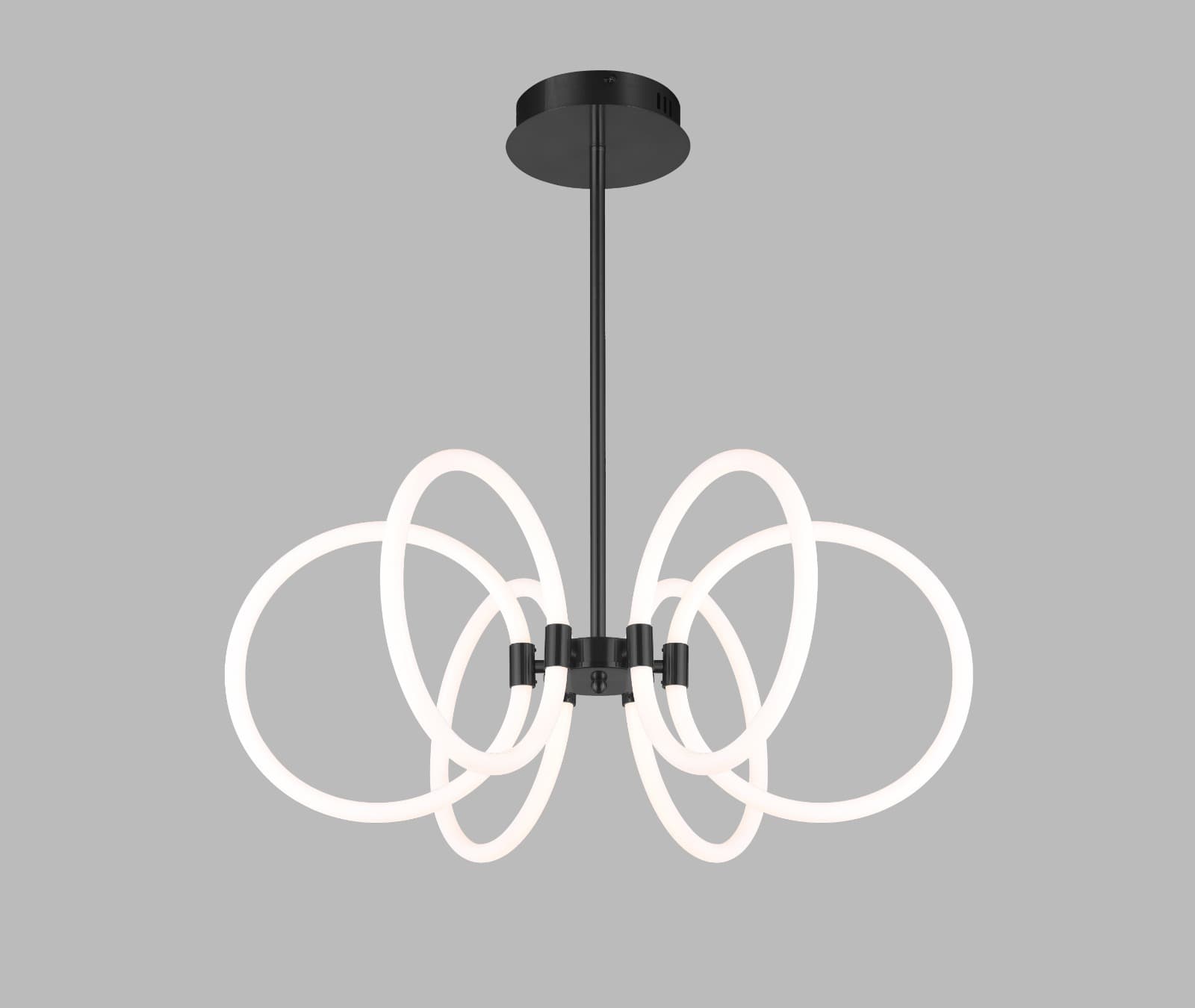 Black and White Circular 6-Ring LED Pendant Light. - View 1