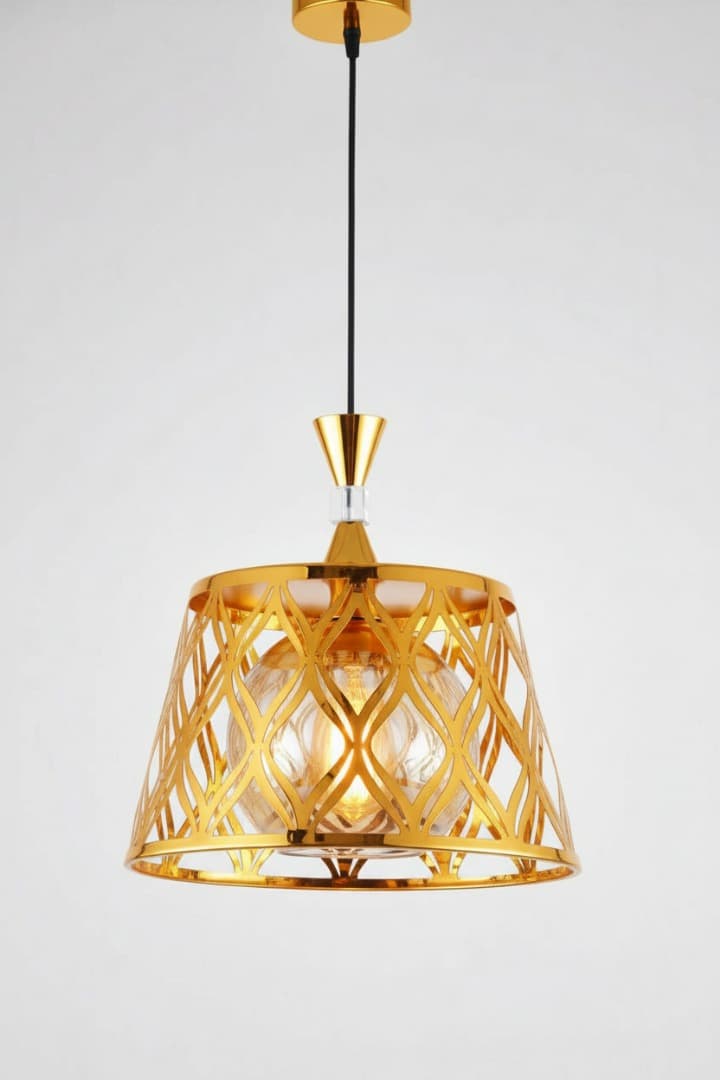 Premium Gold Drop Light – LED Ceiling Lamp for Dining & Living Room. C - View 1