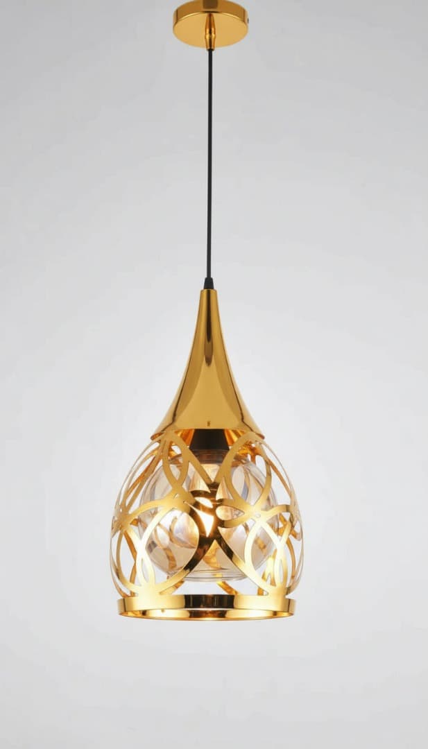 Elegant Gold Cut-Out Drop Light for Living Room and Dining Area. - View 1