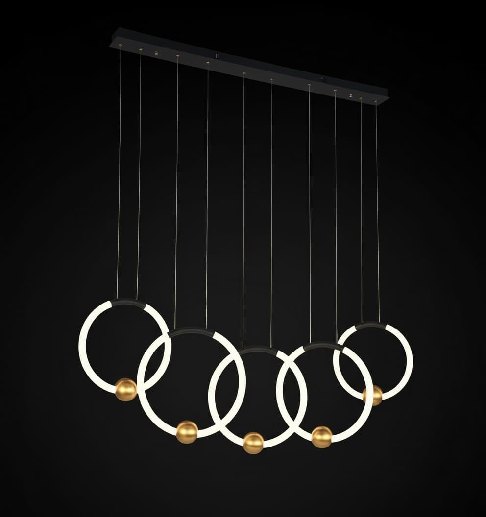 Artistic Modern 5- Ring Pendant Light for Living and Dining Areas. - View 1