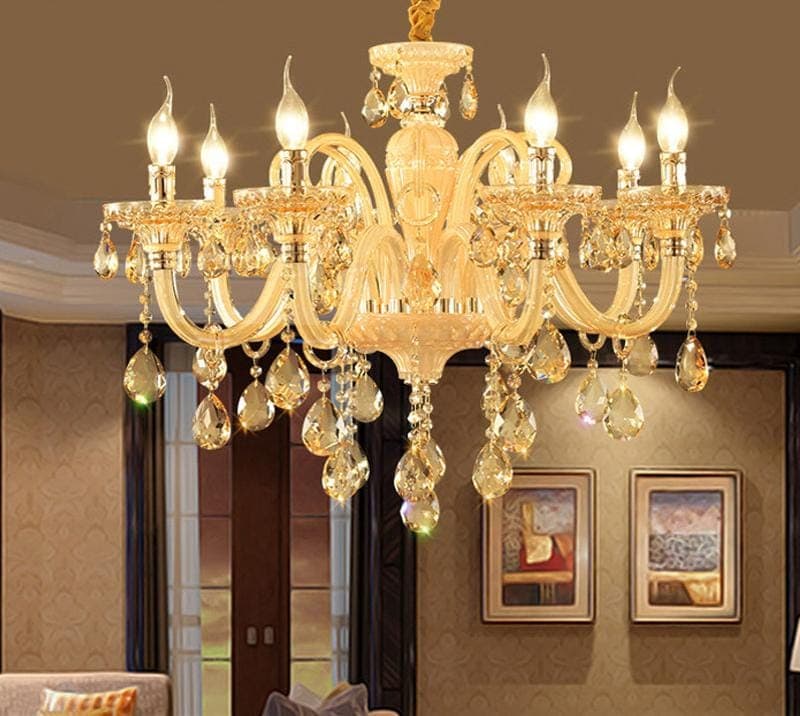 Luxury 8-Light Gold Crystal Chandelier – Royal Candle Style Ceiling Light. - View 1