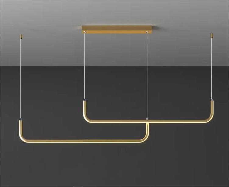Luxury Nordic Double-U Linear Chandelier – Gold LED Ceiling Light. - View 1