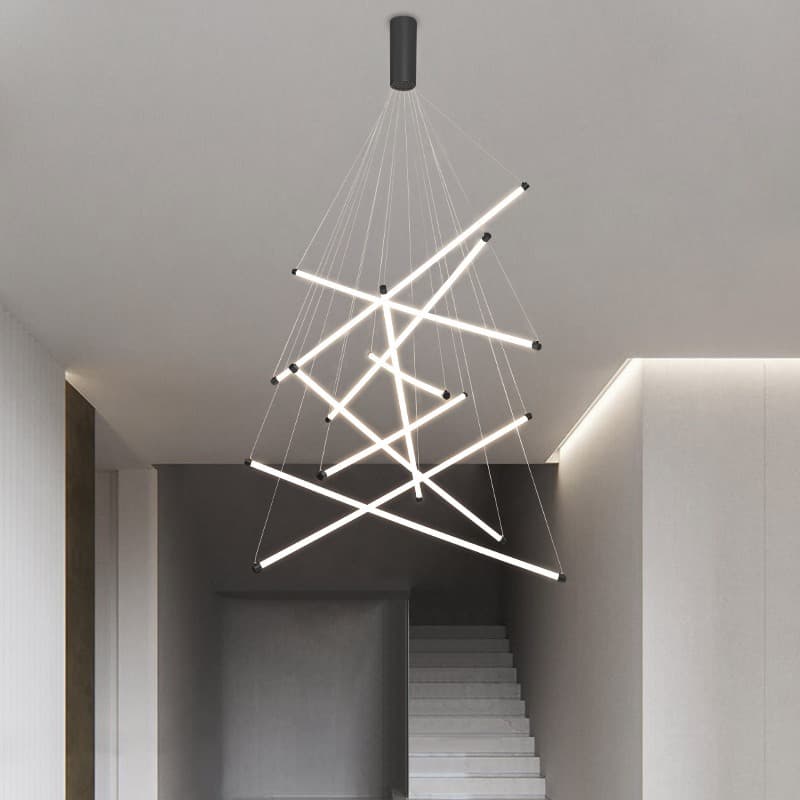 Architectural Linear LED Pendant Chandelier for Luxury Foyers & Staircases. - View 1
