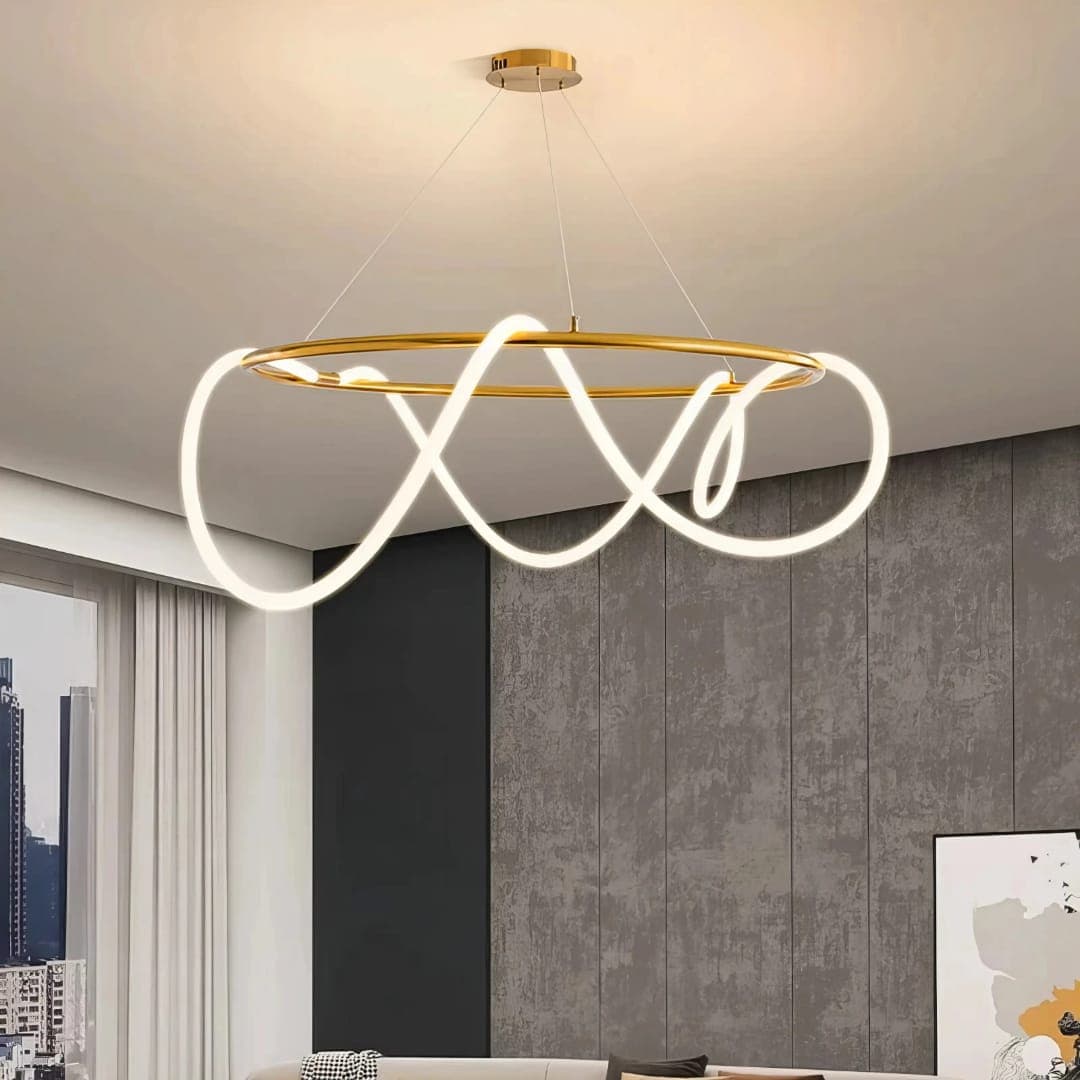 Sleek Gold LED Ring Chandelier – Dining & Lounge Lighting. - View 1