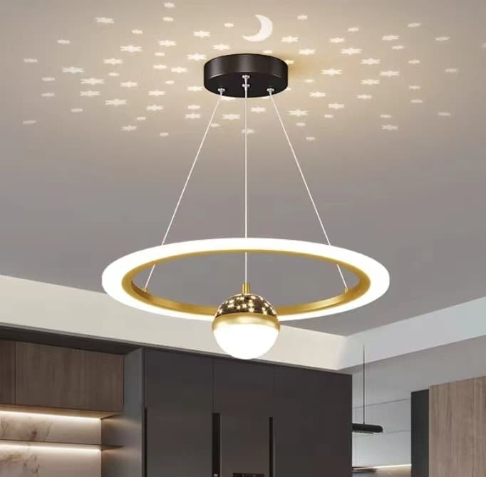 Decorative LED Chandelier with Moon and Star Effect for Bedroom. - View 1