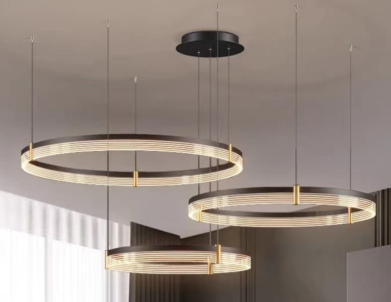 Black Multi-Ring LED Ceiling Light – Modern Luxury Chandelier. - View 1