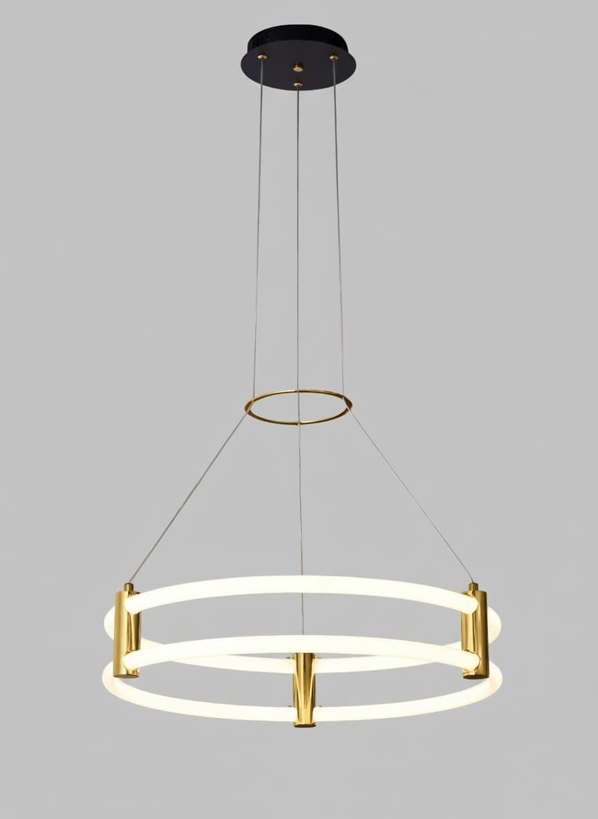 Double Ring Ceiling Light with Integrated LEDs – Modern Circular Pendant. - View 1
