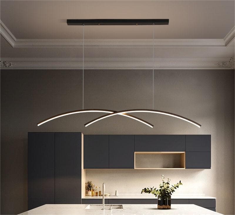 Luxury Nordic Wave LED Chandelier – Black Curved Pendant for Dining & Living Rooms. - View 1