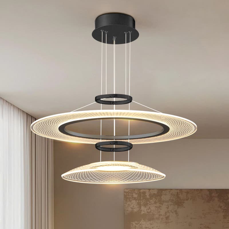 Luxury 2-Tier Gold Mesh Pendant Light for Dining & Foyer. - View 1