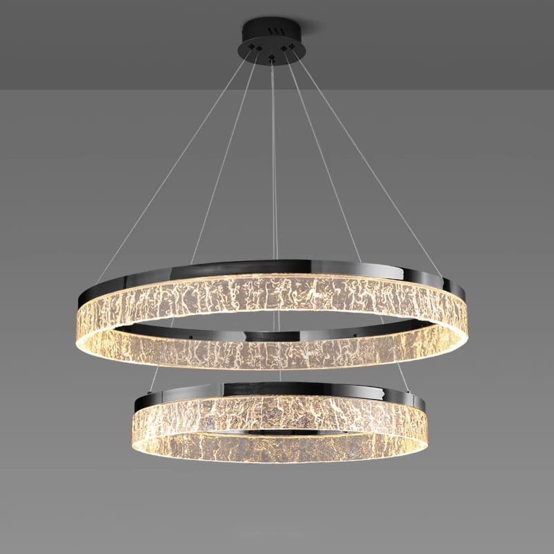 Luxury Nordic 2-Tier LED Chandelier – Adjustable Black Pendant Light. - View 1