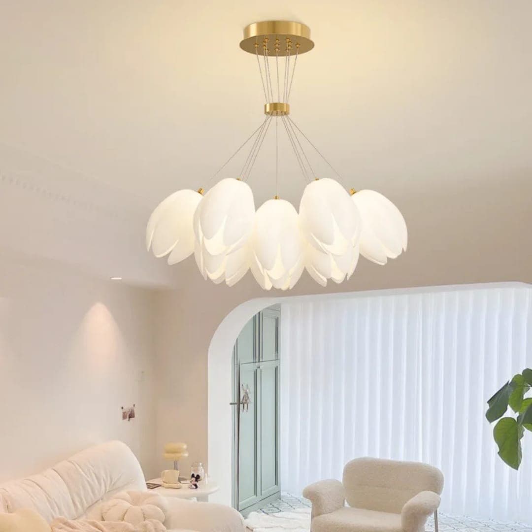 Nordic Gold Flower Pendant Chandelier – Elegant Multi-Light Ceiling Lamp. - View 1