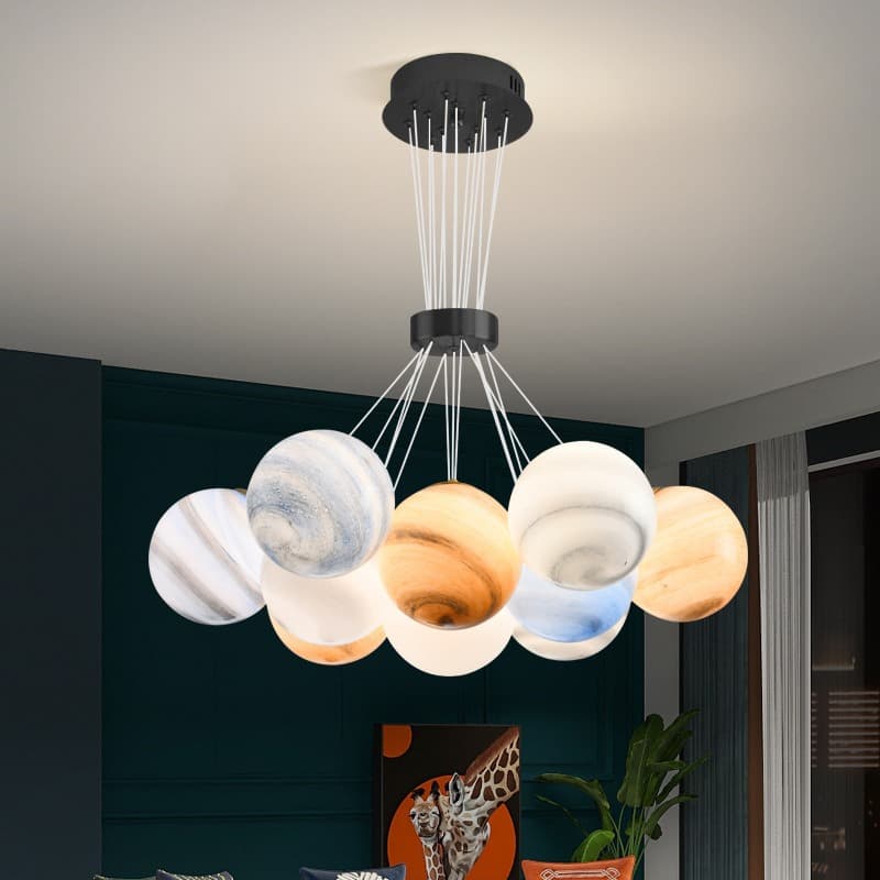 Luxury Nordic Planetarium Chandelier – Multi-Glass Globe Pendant for Living & Dining. - View 1