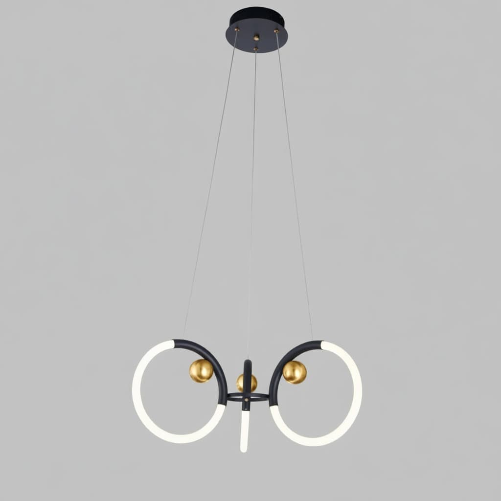 Two Ring Chandelier with Warm White LED Lighting. - View 1