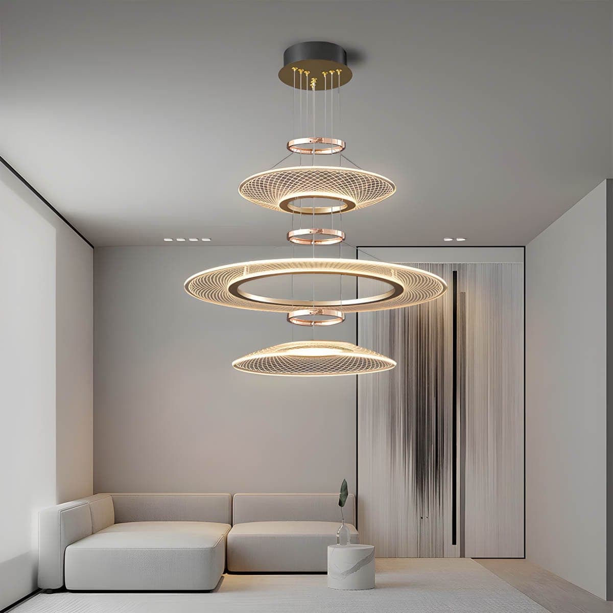 Luxury Rose Gold Multi-Tier LED Chandelier for Grand Interiors. - View 1