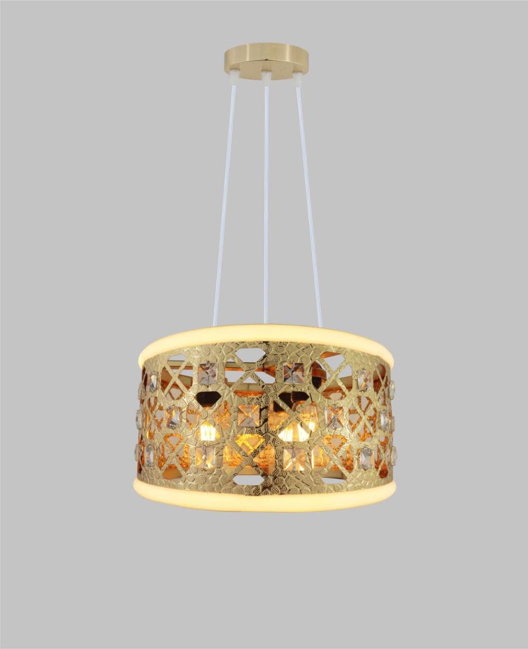 Stylish Industrial Cage Pendant – Adjustable Gold Hanging Ceiling Lamp. - View 1