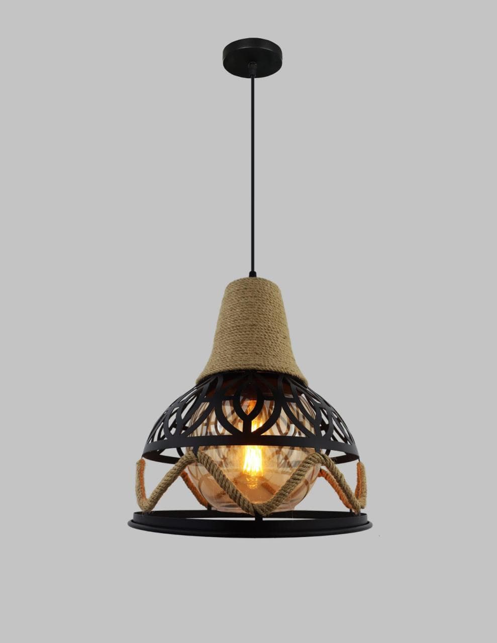 Luxury Gold and Black Cage Pendant Light – Modern Hanging Drop Lamp. - View 1