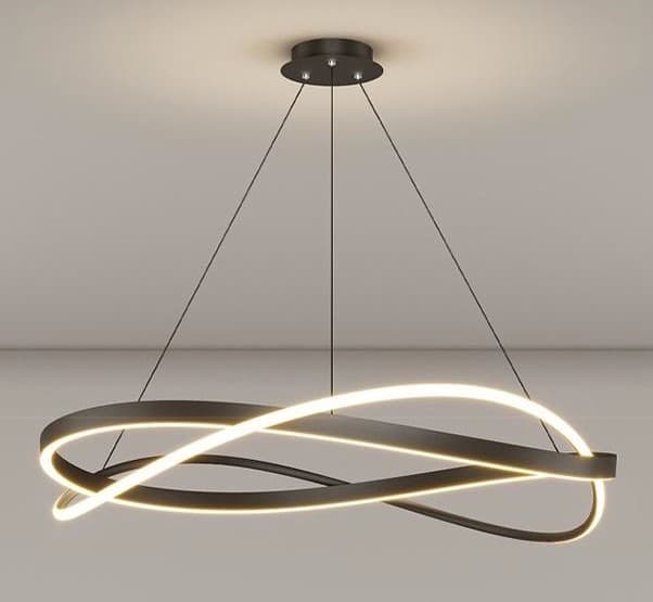 Nordic Black LED Twisted Ring Chandelier for Living Rooms & Bedrooms. - View 1