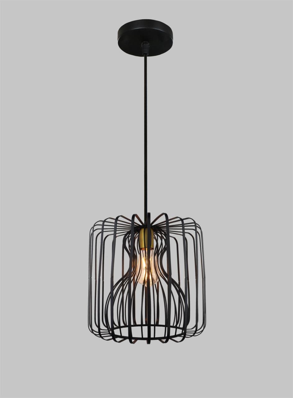 Vintage Matte Black Hanging Pendant Light – Industrial Droplight for Entryway. - View 1