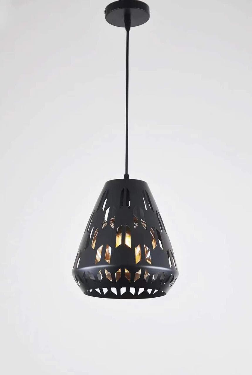 Black Metal Cage Droplight – Modern Industrial Pendant for Living Room & Dining. - View 1