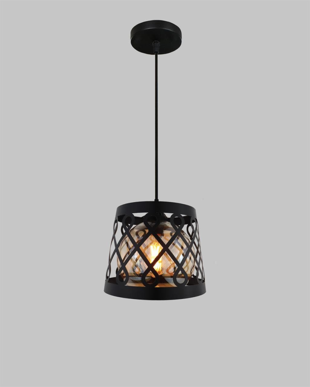 Black Cage Hanging Pendant Light – Rustic & Modern Ceiling Lamp. - View 1