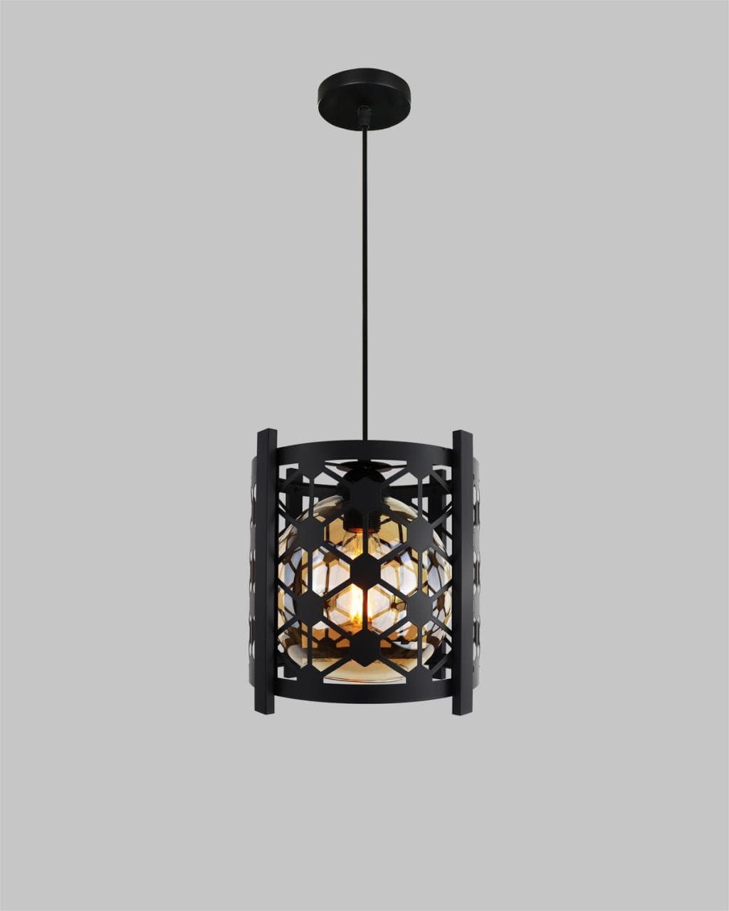 Urban Industrial Pendant Lighting – Black Cage Hanging Lamp. - View 1