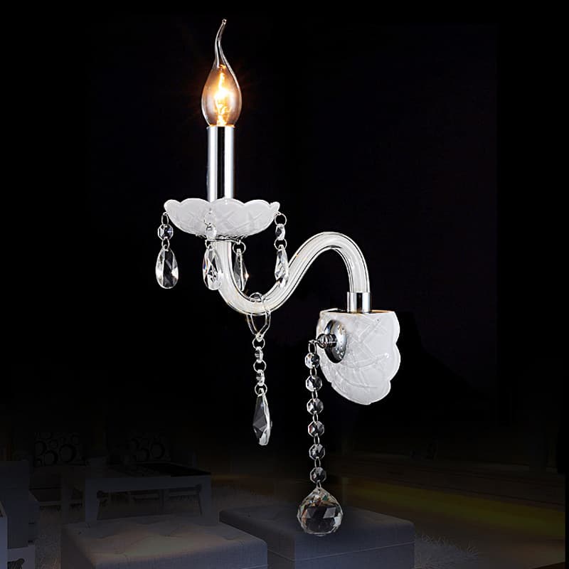 Decorative Candle Silver Style Crystal Wall Light for Hallway and Staircase. - View 1