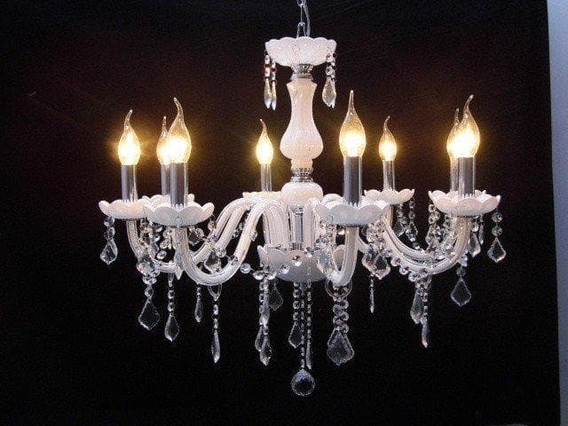 White Royal Crystal Chandelier – 8-Light Candle Style Ceiling Lighting Fixture. - View 1
